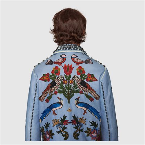 gucci embroidered leather jacket